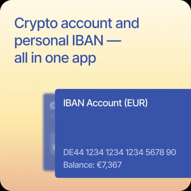 Crypto account and personal IBAN wallet