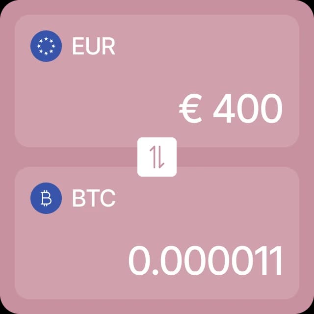 EUR to BTC exchange interface